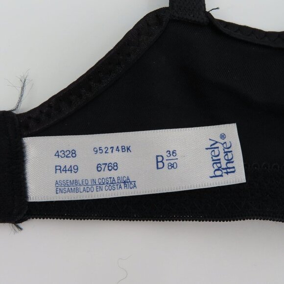 Vintage Barely There 36B Style 4328 Solid Black Underwire Microfiber Bra NEW NWT - Picture 12 of 15
